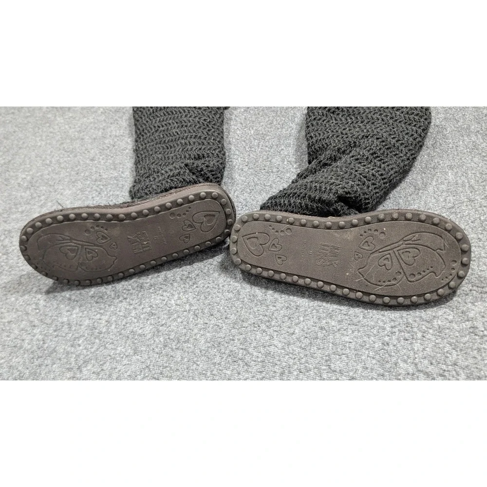 Muk Luks Boots Womens‎ 9 Gray Boho Suede  Brown Faux Fur Crotchet Sweater Boots